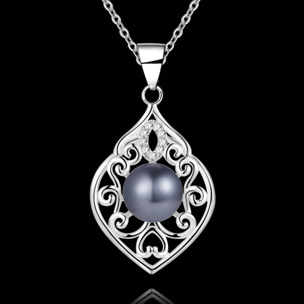Fine Filigree Silver Pearl Bead Cz Necklace Pendant for Women Special Occasion