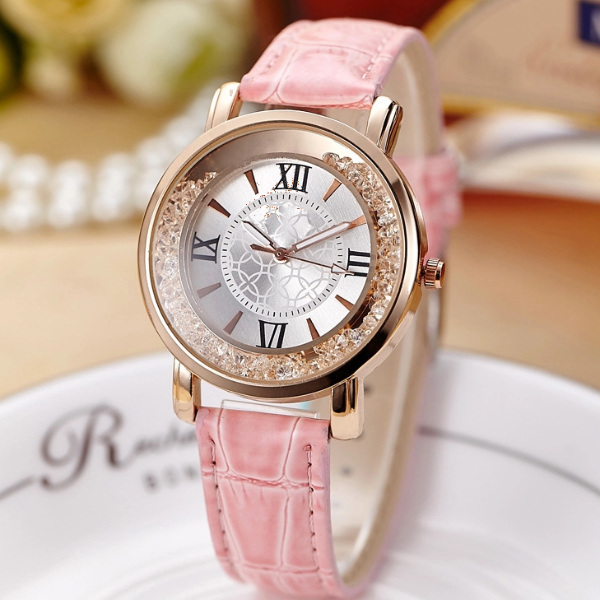 Free Falling Crystal Bezel Wrist Watch