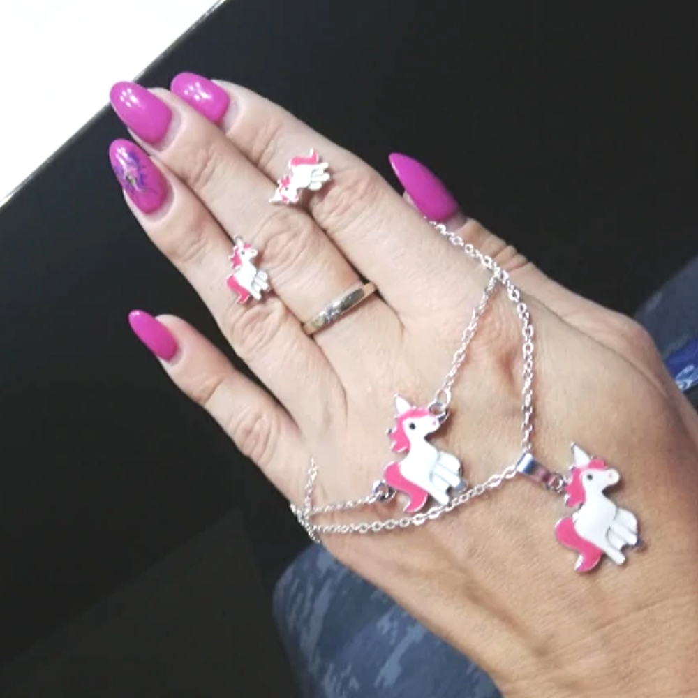 Unicorn Jewelry For Girls 4PC Set Of Necklace, Bracelet And Earrings