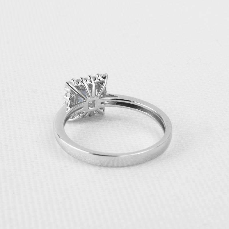 Bianca 0.68CT Princess Cut Halo OB Simulated Diamond Ring – Sterling Silver Engagement, Bridal, or Wedding Jewelry