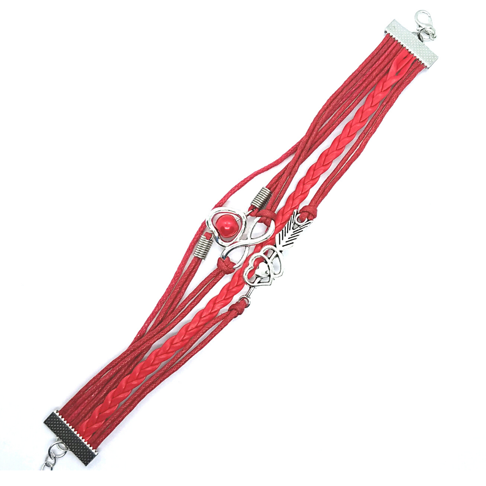 Forever Love Handmade Braided Leather Friendship Bracelet For Woman or A Girl- Six Colors To Choose