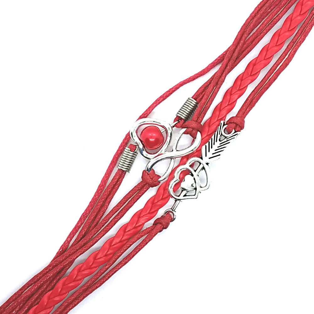 Forever Love Handmade Braided Leather Friendship Bracelet For Woman or A Girl- Six Colors To Choose