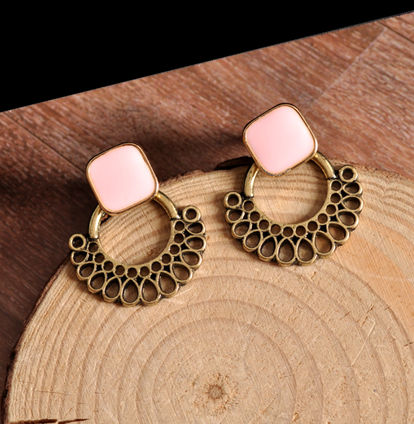 ON SALE - Mix & Match Six Piece Stud Earring Ensemble Black - Pink