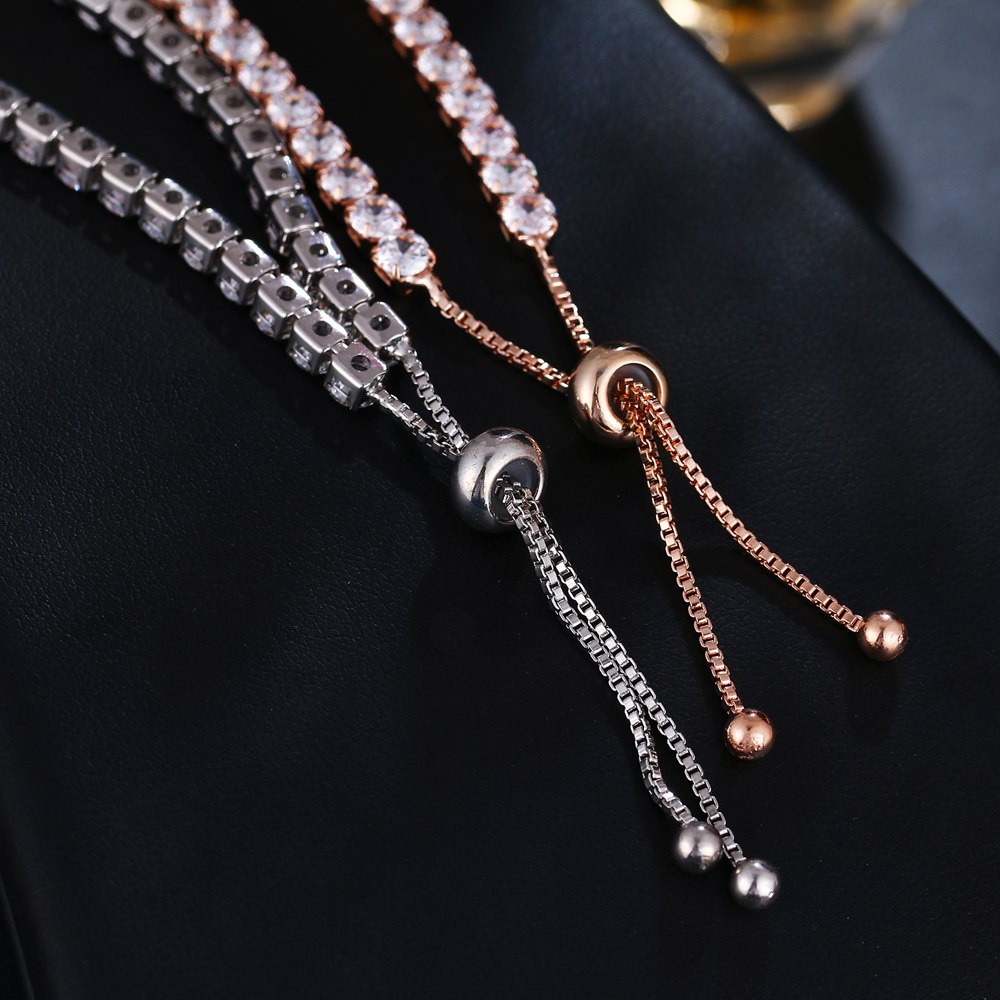 Luxurious 14K Gold Plated Swiss CZ Lariat Tennis Bracelet – Adjustable & Versatile