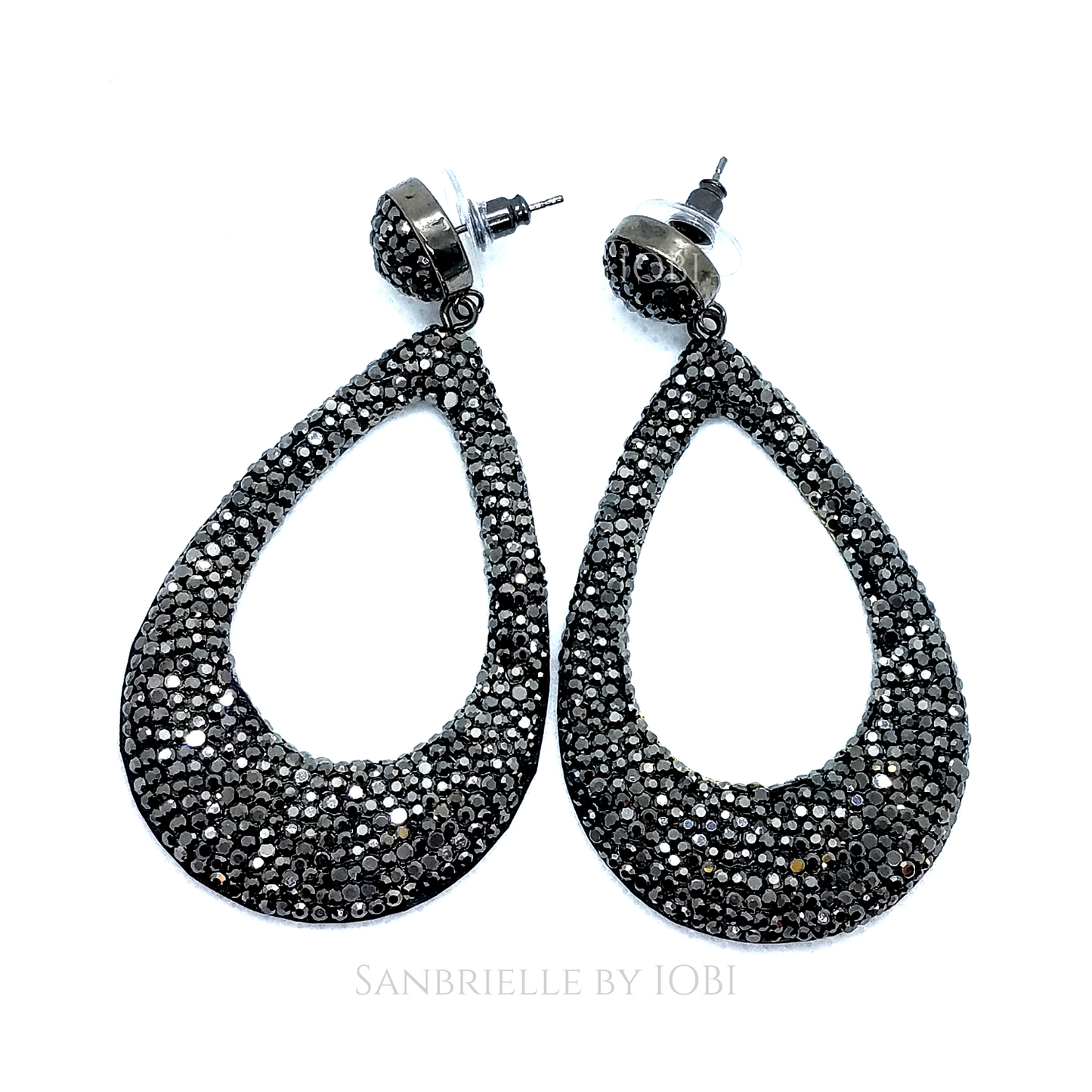 Boutique Oversize Black Turkish Crystal Drop Earrings for Women