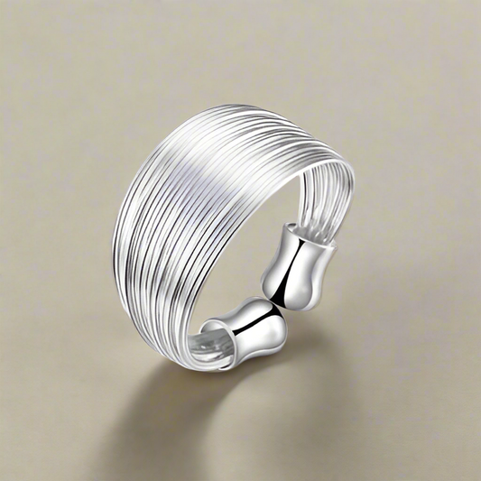 Silky Silver Threads Adjustable Ring for Woman