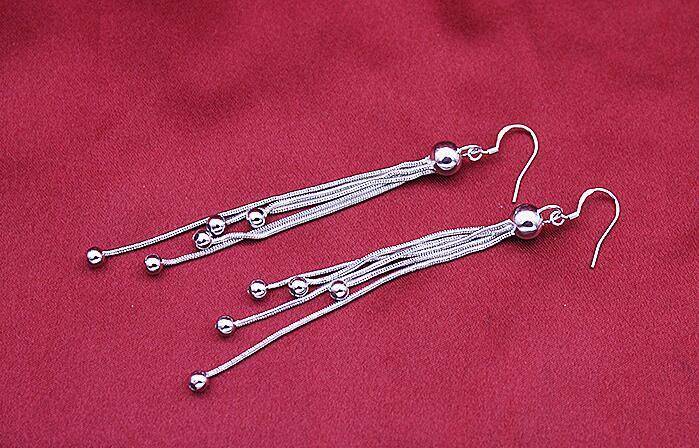 Comets Silver Bead Chain Earrings