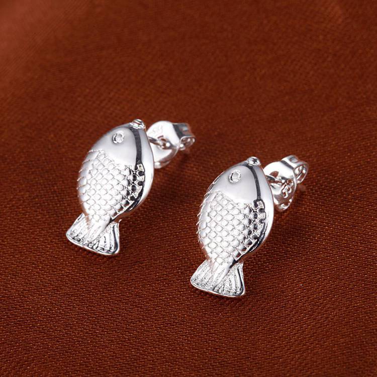 Nice Catch Silver Fish Stud Earrings