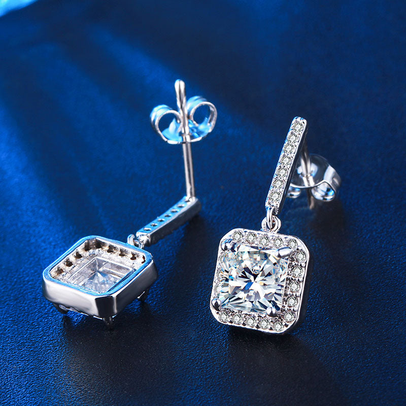 Soirée Princess Cut Halo Zirconia Earrings for Women
