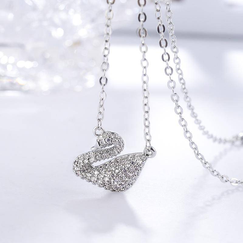 Sparkling Grace Crystal Swan Necklace