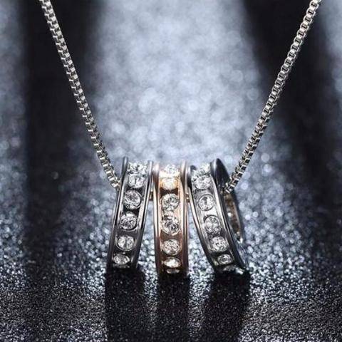 Circles of Sparkles CZ Diamond Gold plated Necklace