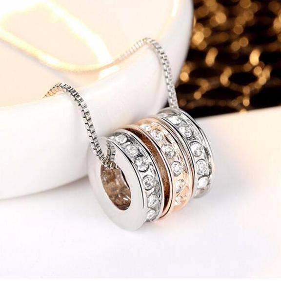 Circles of Sparkles CZ Diamond Gold plated Necklace