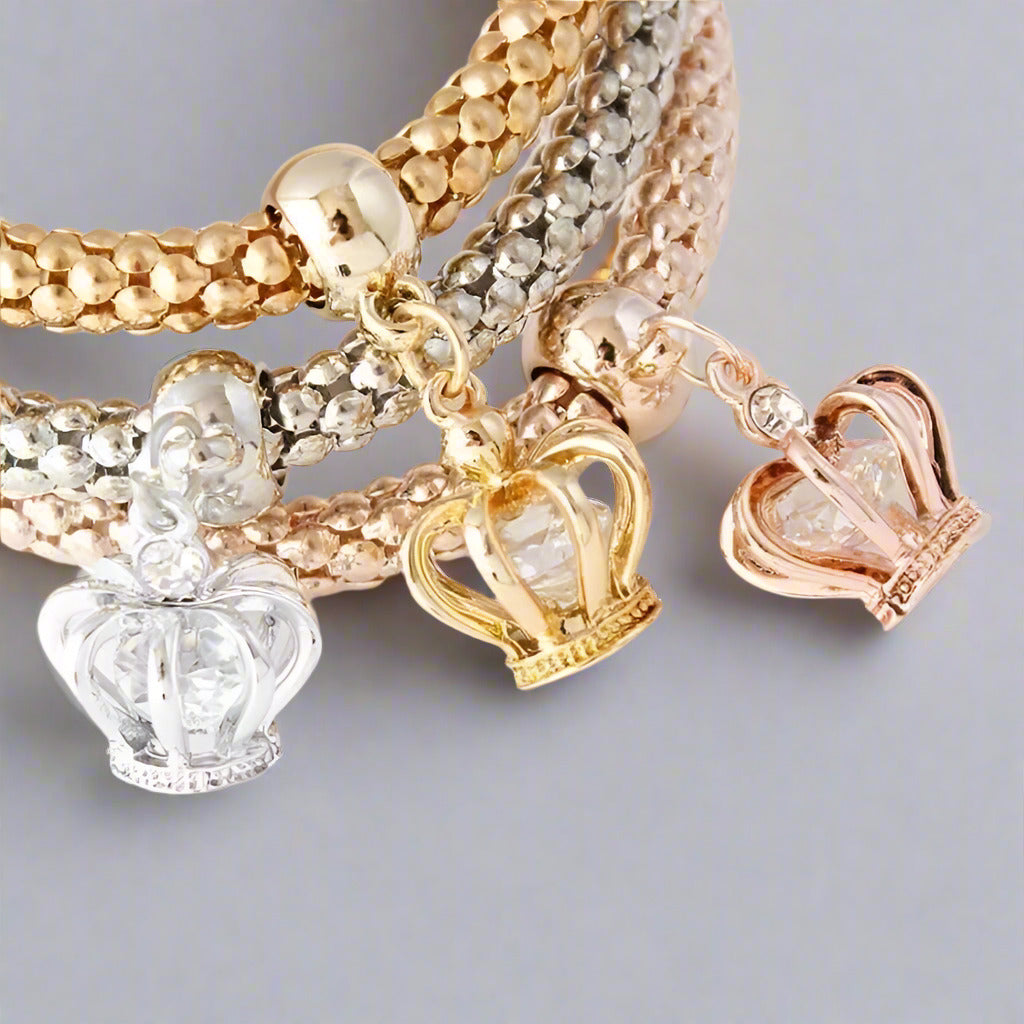 Her Majesty Tri-Color Austrian Crystal Stretch Bracelet Set