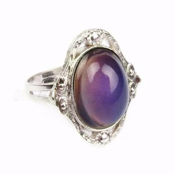 Vintage Cabochon Color Changing Adjustable Mood Ring for Women or Teen