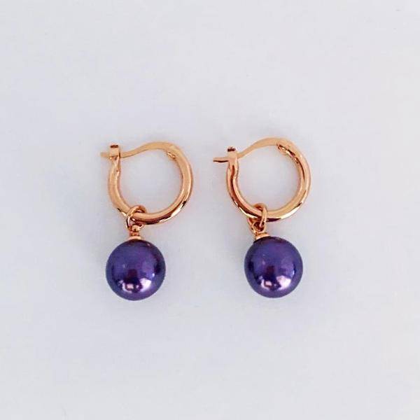 18K Gold Plated Moon Drops Pearl Bead Hoop Earrings In Four Colors for Woman