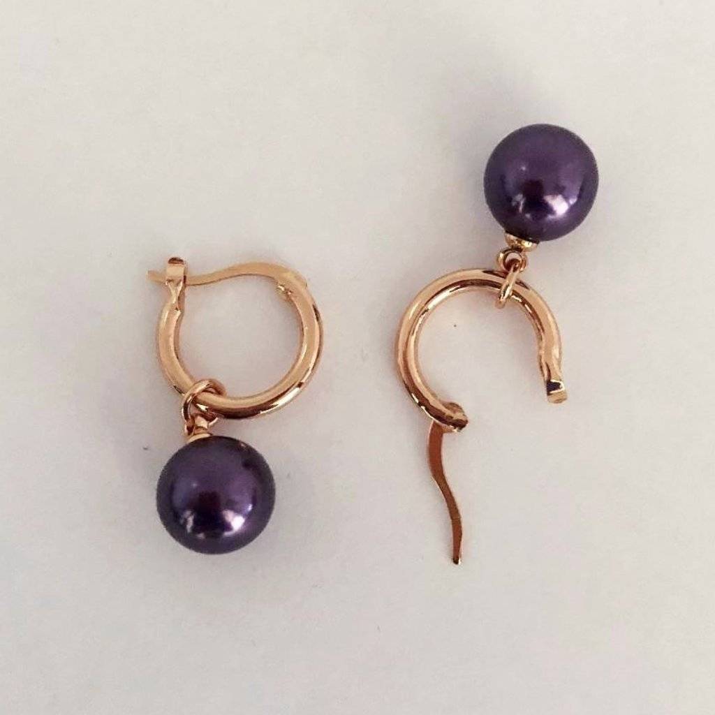 18K Gold Plated Moon Drops Pearl Bead Hoop Earrings In Four Colors for Woman