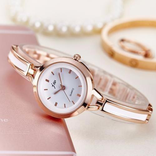 White Enamel Ladies Cup Chain Bracelet Watch for Woman