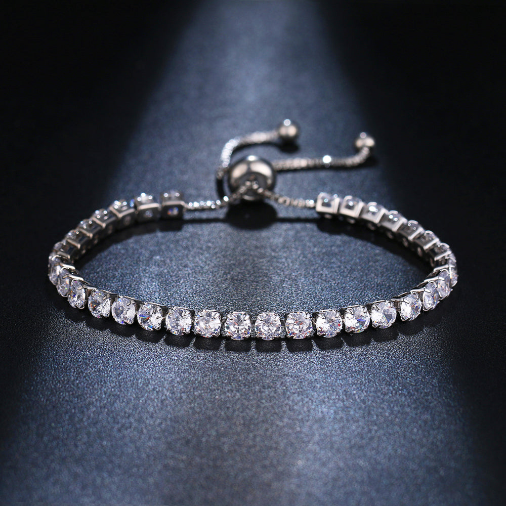 Luxurious 14K Gold Plated Swiss CZ Lariat Tennis Bracelet – Adjustable & Versatile