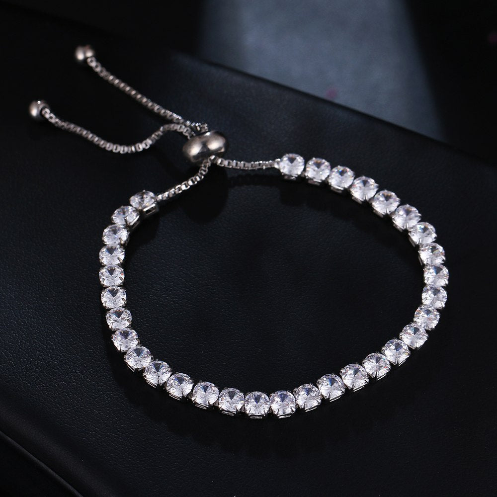Luxurious 14K Gold Plated Swiss CZ Lariat Tennis Bracelet – Adjustable & Versatile