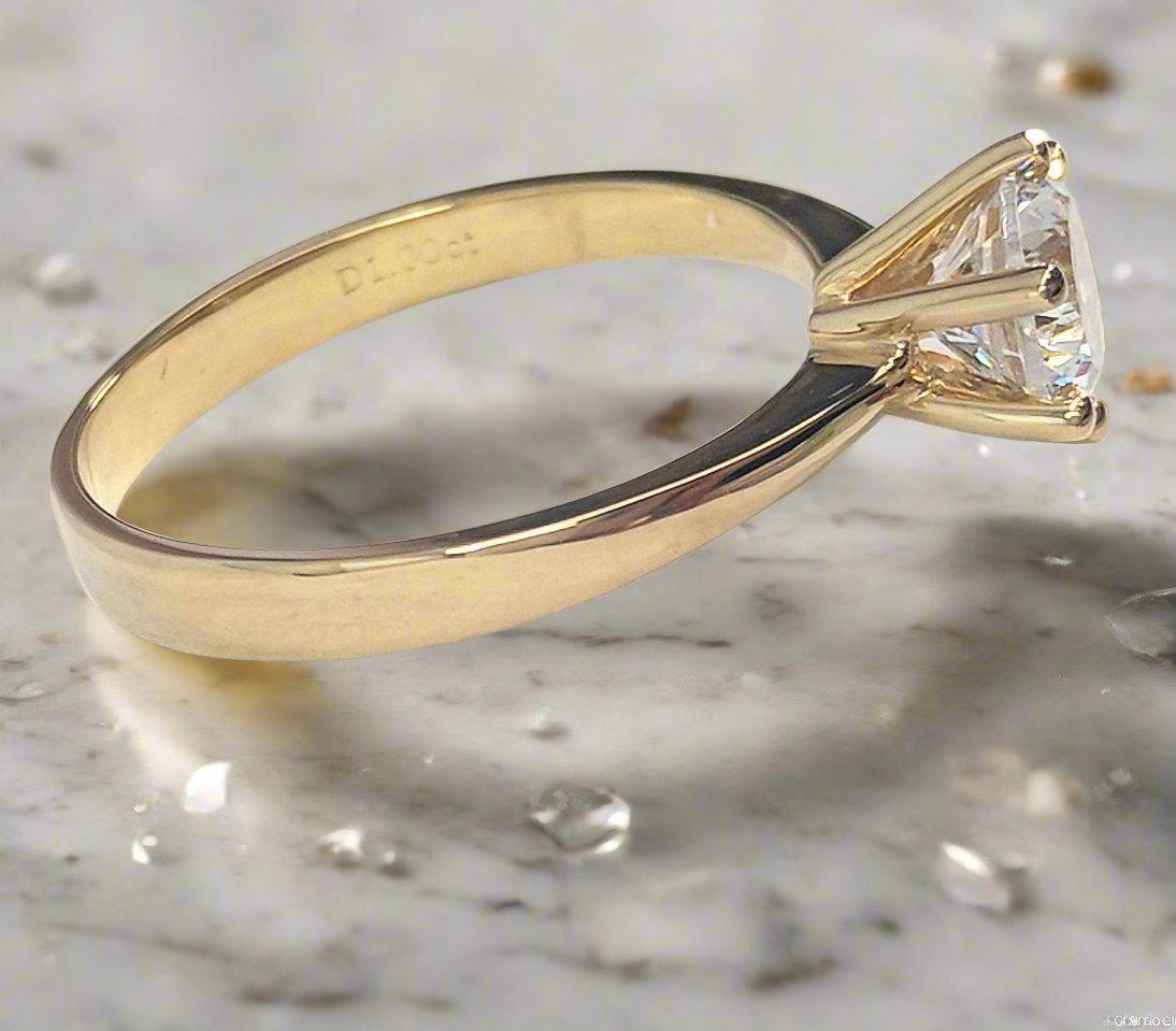 Nessa 1CT Round Simulated Diamond Solitaire 18K Yellow Gold Ring for Women