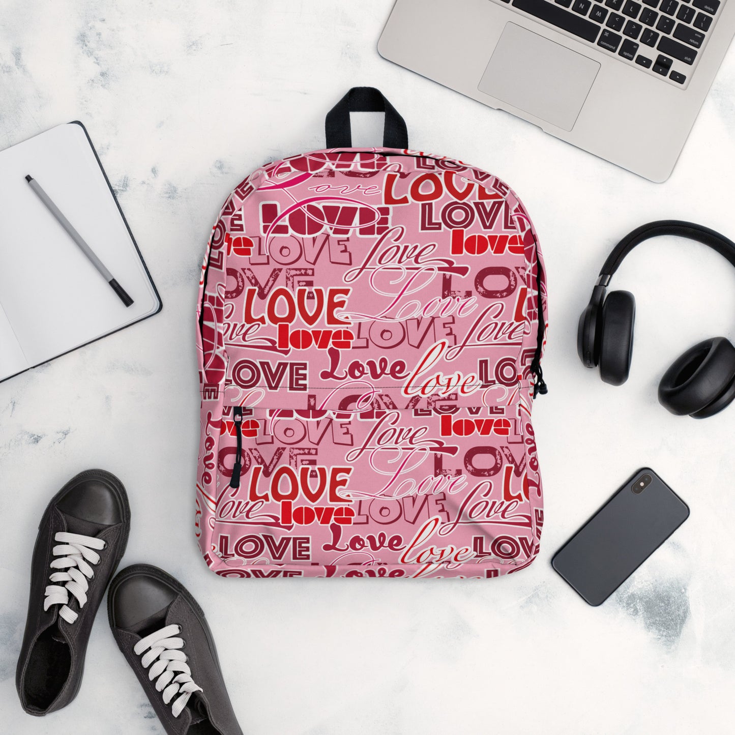 Backpack Medium Size Laptop Pocket Weather Water Resistant Premium Quality Fashion Love Full Print Design by IOBI Original Apparel