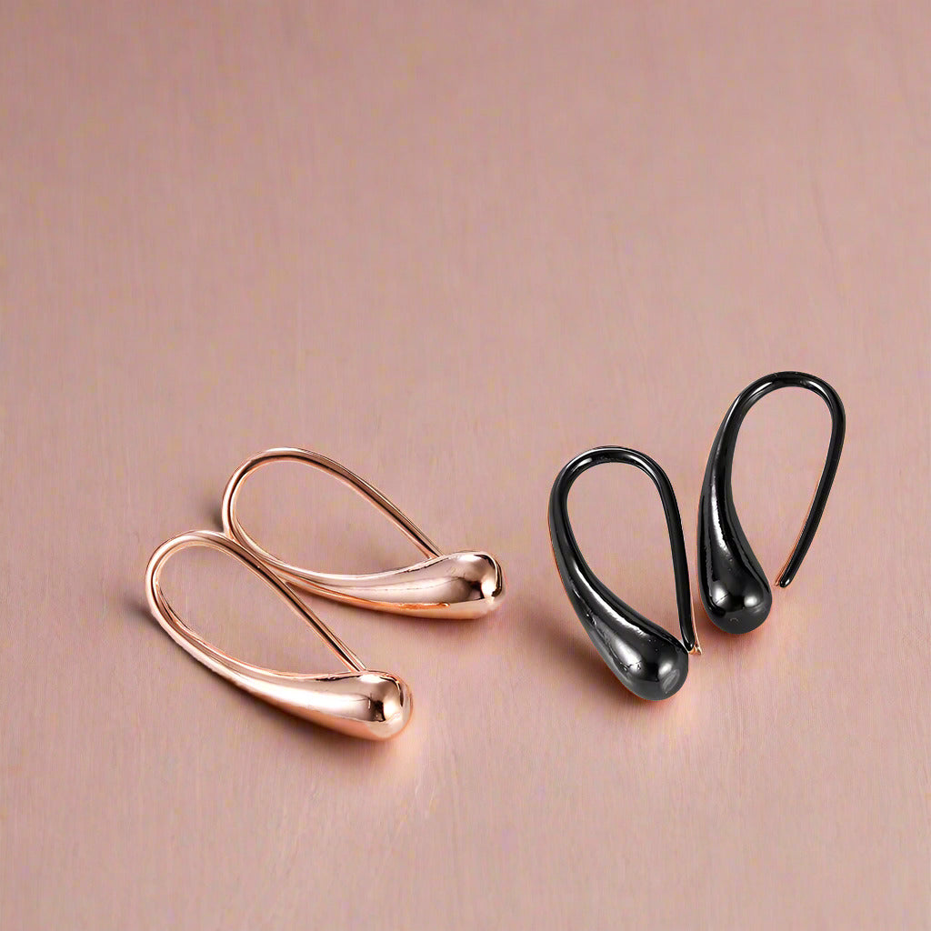 Chic Tear Drop Silver or Gold Hook Earrings for Woman Hers Modern Special Occasion Everyday Wear