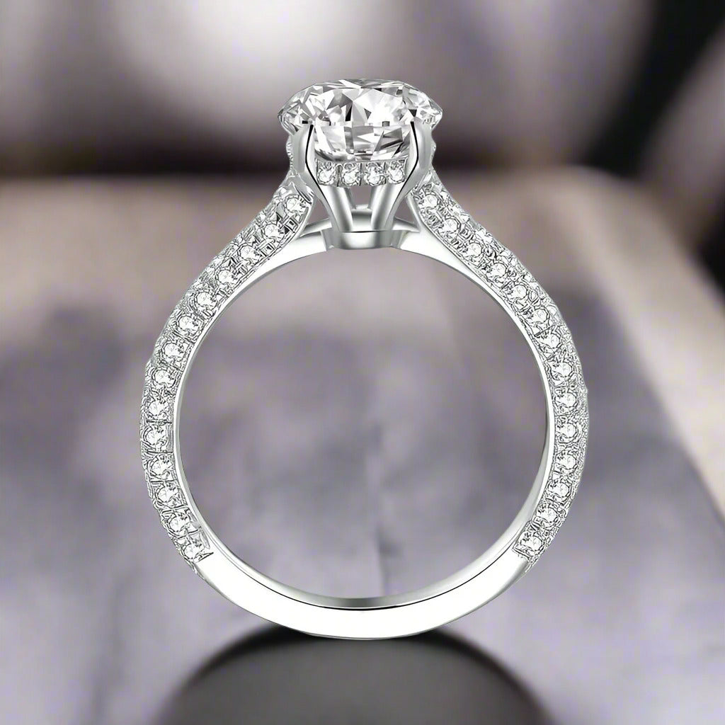 Alexandra Brilliant 2.5CT Oval Petite French Pavé Crown 14K Gold Plated over Sterling Silver OB Simulated Diamond Ring