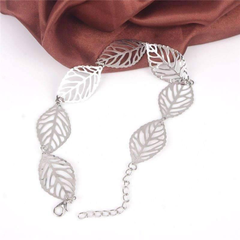 Feshionn IOBI Anklets White Gold Anklet Seasons of Beauty Leaf Cut Out Ankle Bracelet