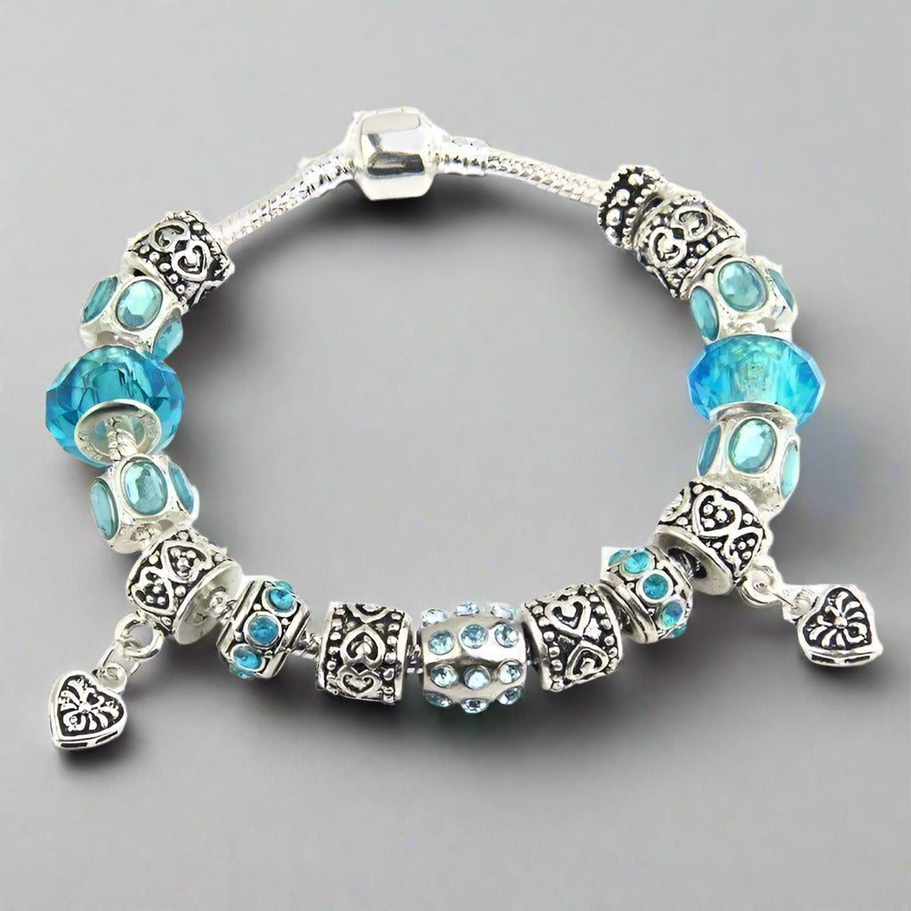 Feshionn IOBI bracelets Blue ON SALE - Happy Blue European Style 925 Silver Charm Bracelet