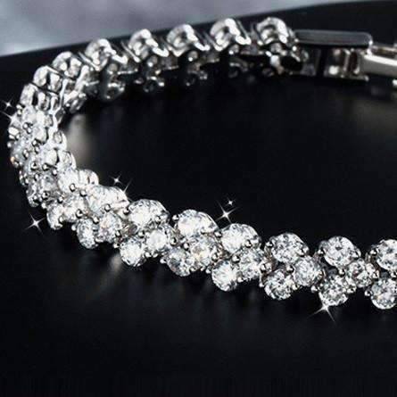 Feshionn IOBI bracelets Mosaic 90 Swiss CZ Diamonds Tennis Bracelet In Three Colors
