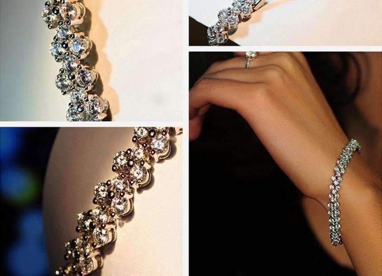 Feshionn IOBI bracelets Mosaic 90 Swiss CZ Diamonds Tennis Bracelet In Three Colors