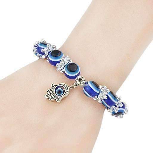 Feshionn IOBI bracelets ON SALE - Blue Bead 'Evil Eye' Hamsa Charm Bracelet