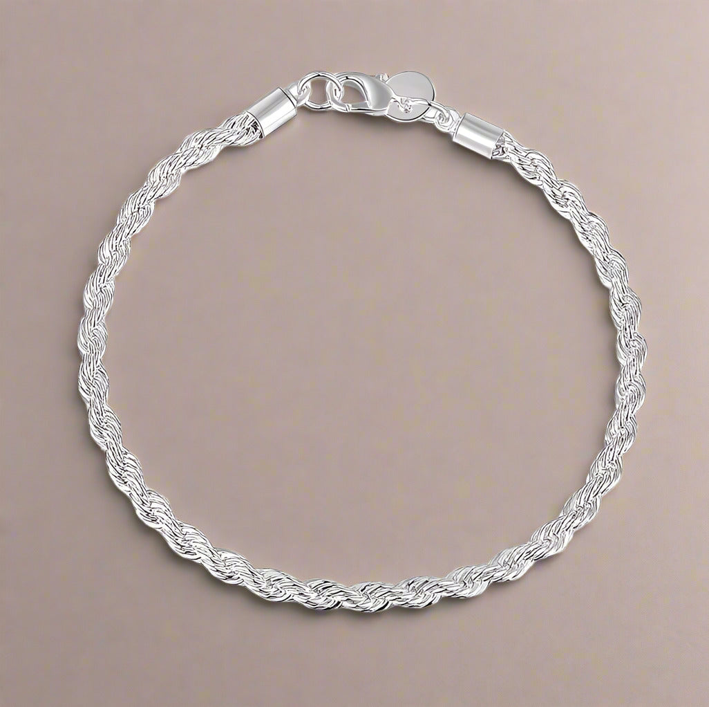 Feshionn IOBI bracelets ON SALE - Diamond Cut Rope Chain Sterling Silver Bracelet