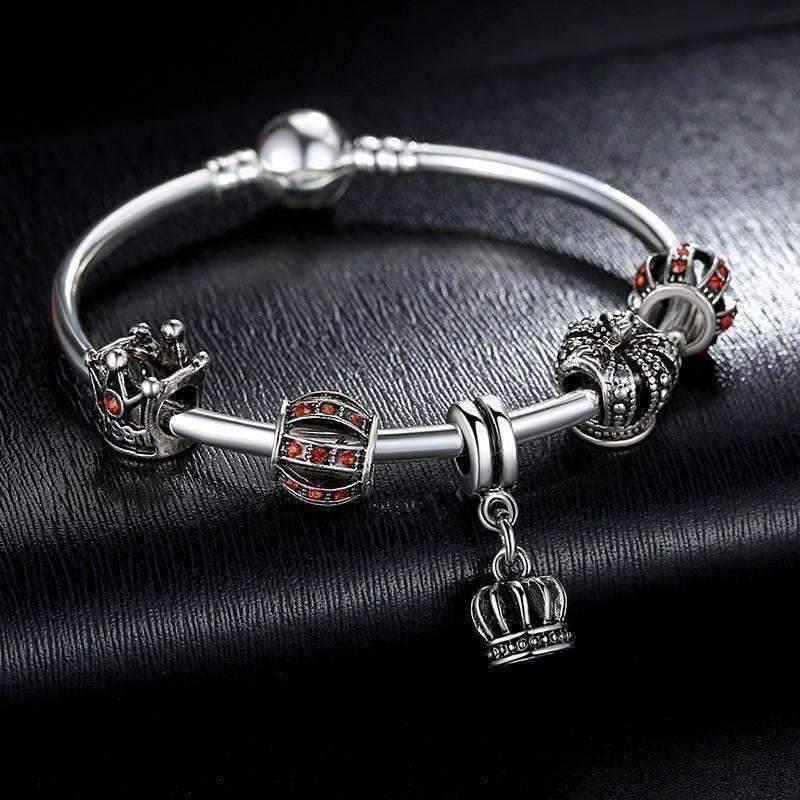 Feshionn IOBI bracelets ON SALE - Red Queen Crystal Crown Silver Bangle Bracelet
