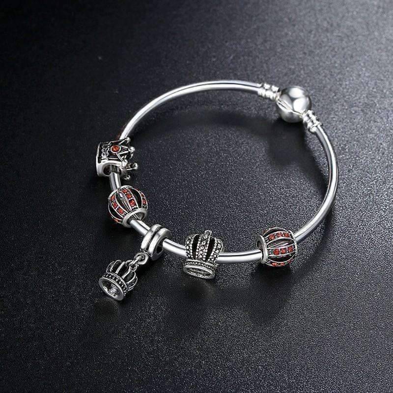 Feshionn IOBI bracelets ON SALE - Red Queen Crystal Crown Silver Bangle Bracelet