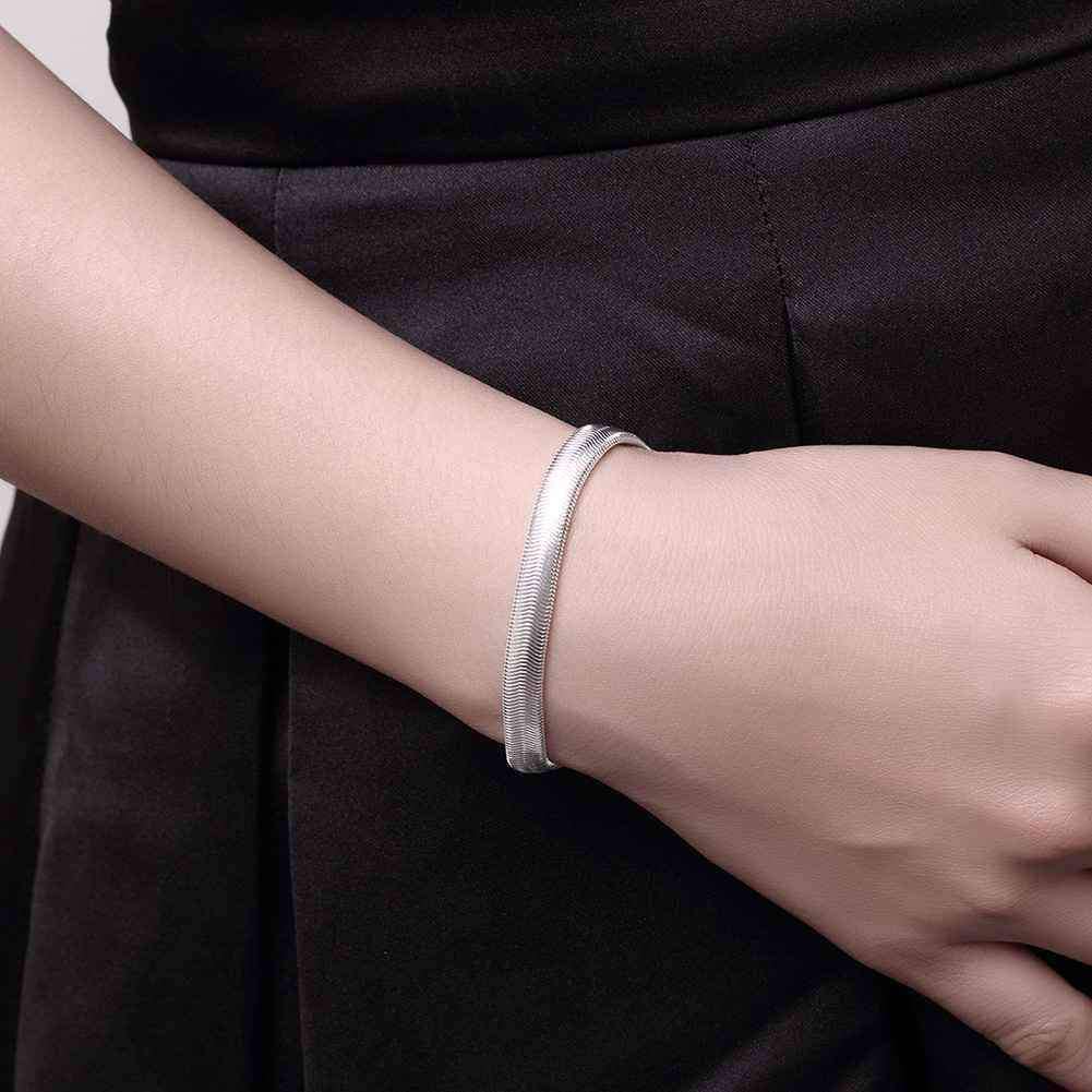 Feshionn IOBI bracelets ON SALE - Silken Silver Flat Herringbone Snake Chain Bracelet