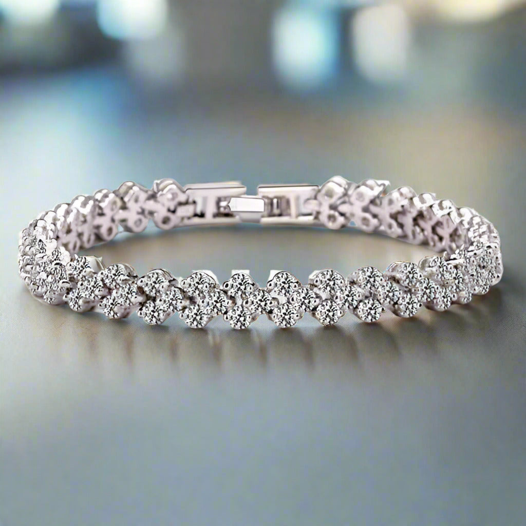 Feshionn IOBI bracelets Platinum Mosaic 90 Swiss CZ Diamonds Tennis Bracelet In Three Colors