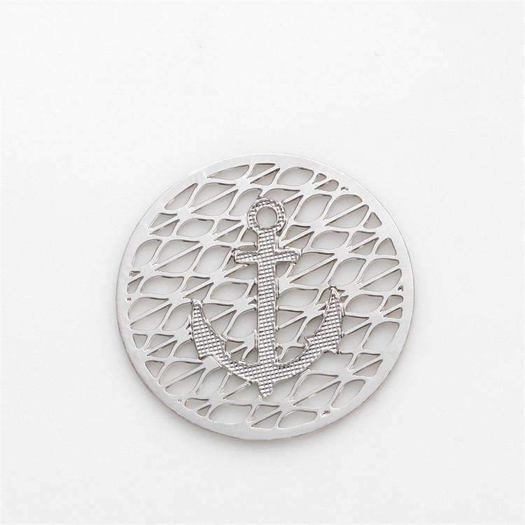 Feshionn IOBI Charms Anchor Round Cut Out Plate for Round Charm Locket Necklaces ~Choose Your Theme!
