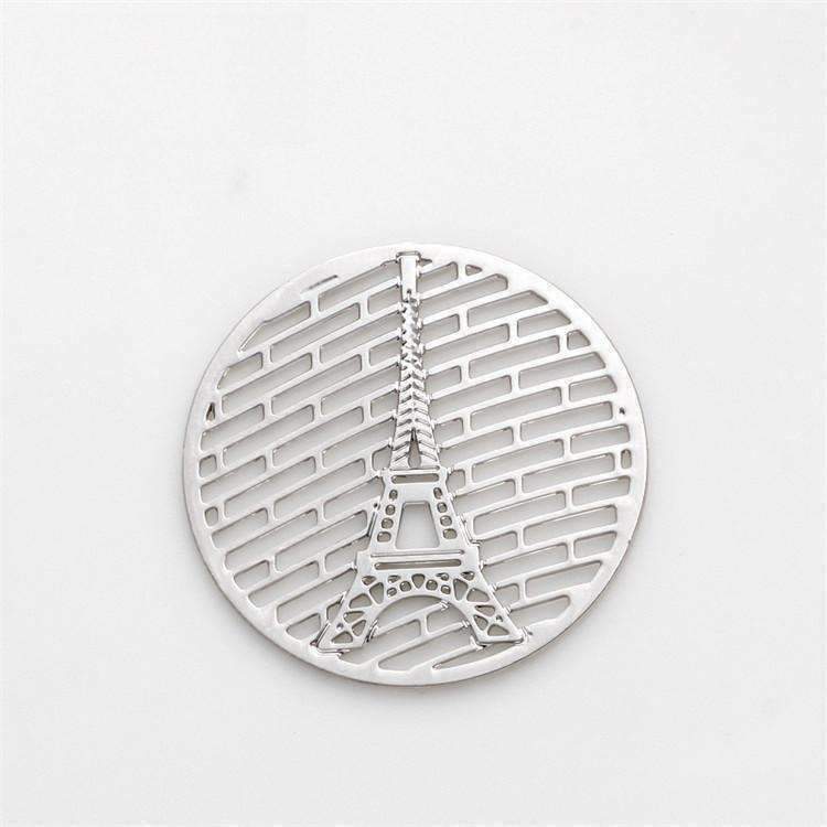 Feshionn IOBI Charms Eiffel Tower Round Cut Out Plate for Round Charm Locket Necklaces ~Choose Your Theme!