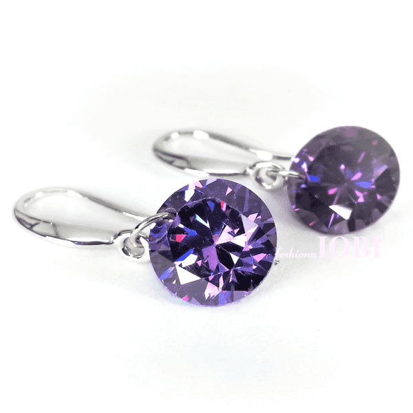 Feshionn IOBI Earrings Amethyst / 10mm Naked IOBI Crystals Drill Earrings - The Exotic Collection by Feshionn IOBI