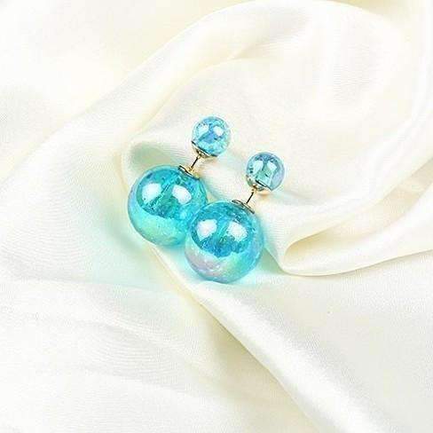 Feshionn IOBI Earrings Aqua Marbled Bowling Pin Reversible Pearl Earrings - Nine Funky Colors to Choose!