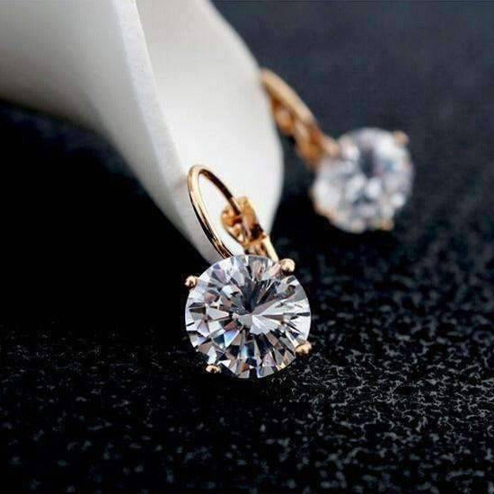 Feshionn IOBI Earrings Bold 7 CTW Solitaire Leverback Earrings in Yellow, Rose or White Gold