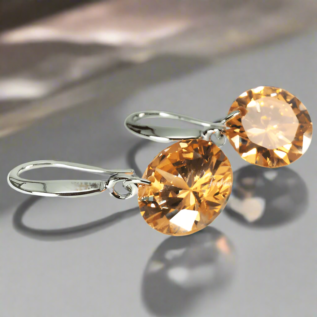 Feshionn IOBI Earrings Citrine / 10mm Naked IOBI Crystals Drill Earrings - The Exotic Collection by Feshionn IOBI