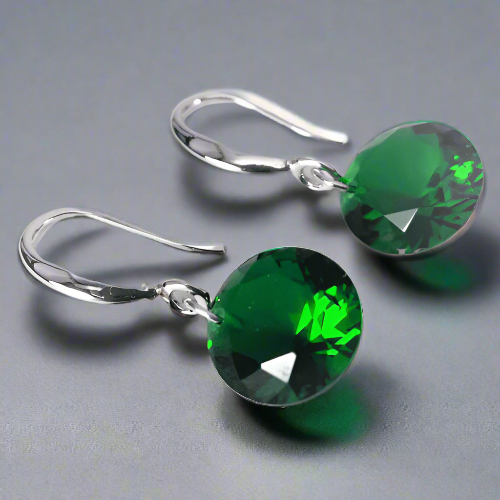 Feshionn IOBI Earrings Emerald / 10mm Naked IOBI Crystals Drill Earrings - The Exotic Collection by Feshionn IOBI