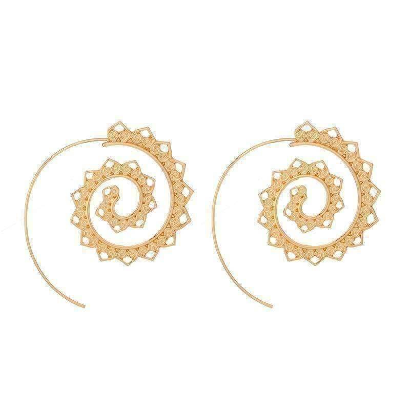 Feshionn IOBI Earrings Eternal Ornate Spiral Hoop Earrings in Silver or Gold Tone