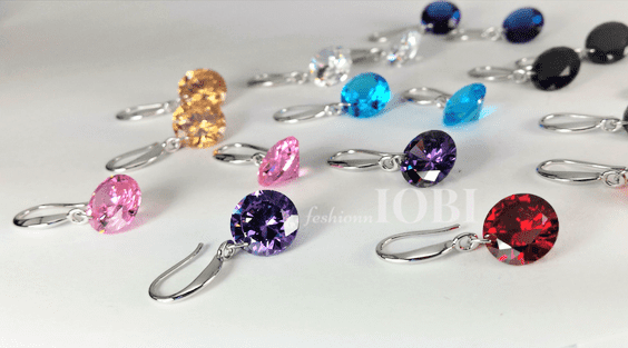 Feshionn IOBI Earrings Exotic Gold Naked IOBI Crystals Drill Earrings - 10mm
