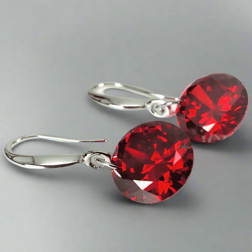 Feshionn IOBI Earrings Garnet / 10mm Naked IOBI Crystals Drill Earrings - The Exotic Collection by Feshionn IOBI