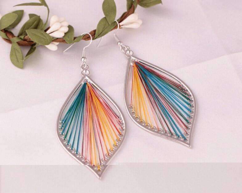 Feshionn IOBI Earrings Global Beauty Silk Thread String Art Drop Earrings In Three Colors