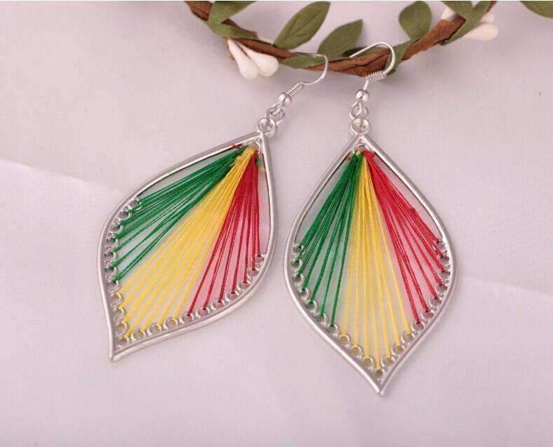 Feshionn IOBI Earrings Global Beauty Silk Thread String Art Drop Earrings In Three Colors