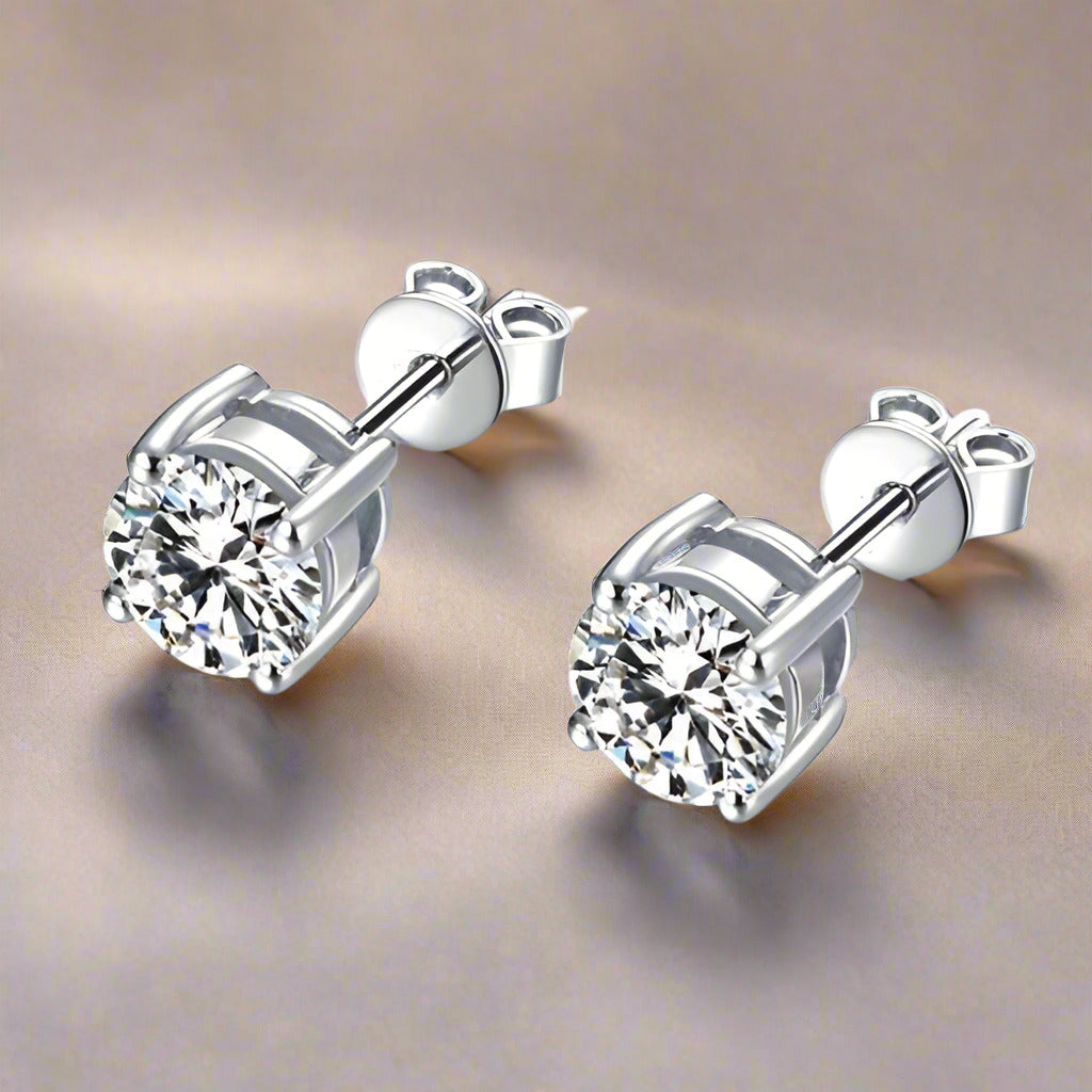 Feshionn IOBI Earrings Opulence Round IOBI Cultured Diamond Solitaire Stud Earrings